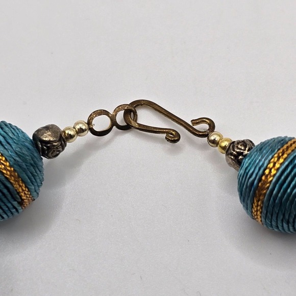 Large‎ Blue Beaded Necklace and Clip On Earrings Statement Womens Jewelry - Picture 6 of 9